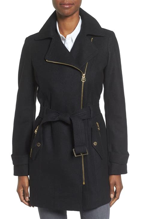 michael michael kors belted wool blend coat nordstrom rack|Michael Kors coat.